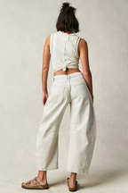 High Stretch Mid-Rise Barrel Jeans Fashion Wide Leg Shape