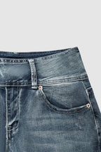 Vintage Button Mid Rise Flared Jeans