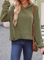 Women's Ribbed Knit Pullover Hoodie