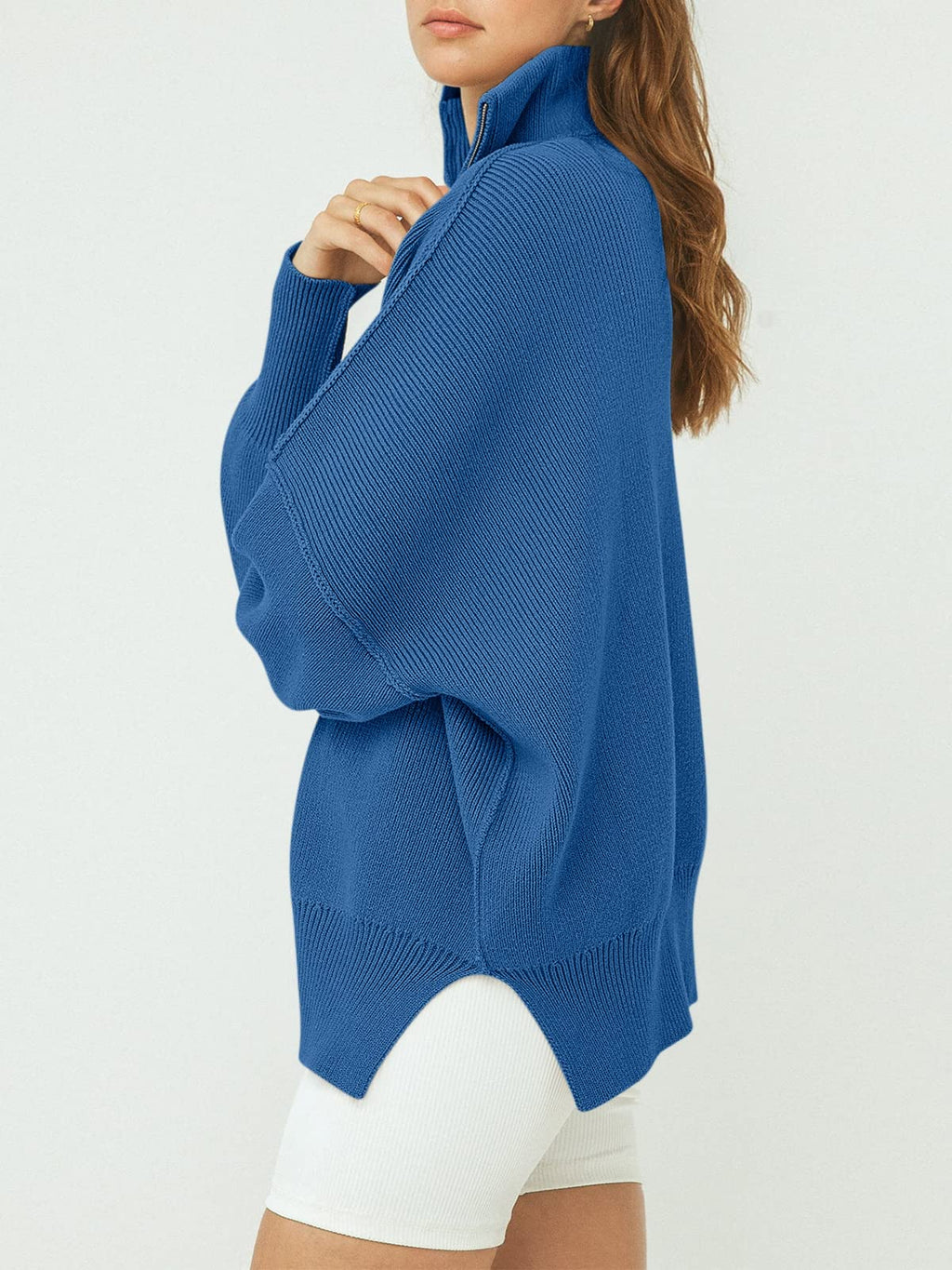 Women's Oversized Quarter Zip Sweater Pullover